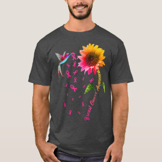 Brustkrebs Bewusstsein Sonnenblume Hummingbird  T-Shirt