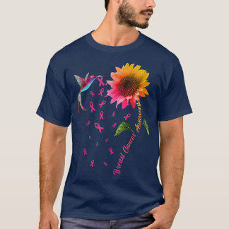 Brustkrebs Bewusstsein Sonnenblume Hummingbird T-Shirt