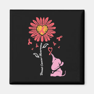 Brustkrebs Bewusstsein Sonnenblumen Elephant Girl Magnet