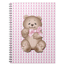 Brustkrebs-Bewusstsein Spirale Notebook Teddy Bär