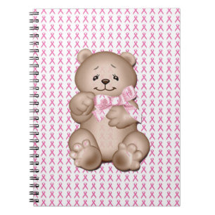 Brustkrebs-Bewusstsein Spirale Notebook Teddy Bär Notizblock
