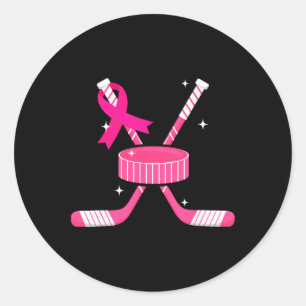 Brustkrebs-Bewusstsein Überlebende Eishockey Pink Runder Aufkleber
