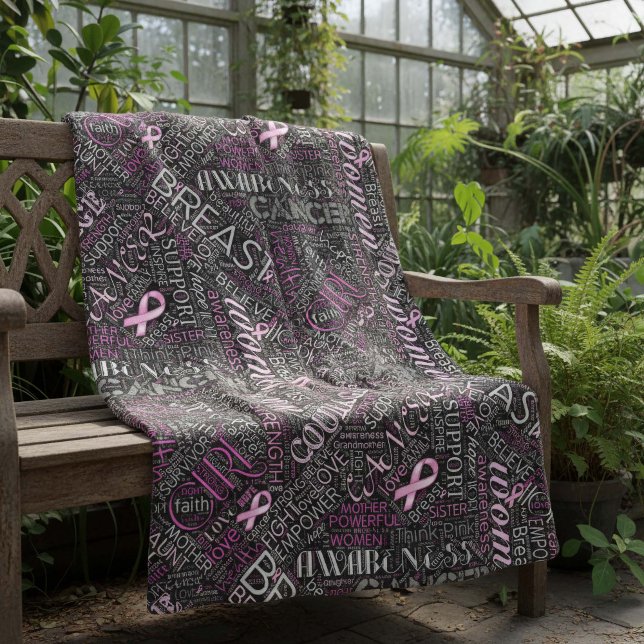 Brustkrebs-Bewusstsein Word Cloud-ID261 Fleecedecke (Von Creator hochgeladen)