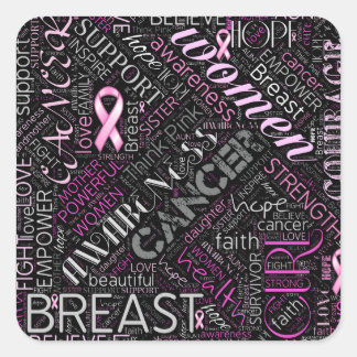 Brustkrebs-Bewusstsein Word Cloud-ID261 Quadratischer Aufkleber