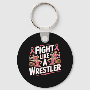Brustkrebs-Bewusstsein-Wrestling-Fan-Wrestler Schlüsselanhänger