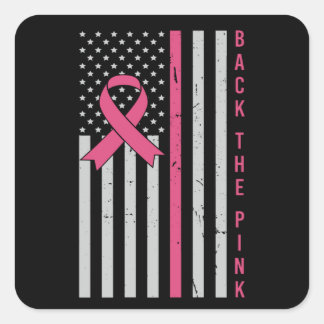 Brustkrebs-Bewusstsein zurück The Pink USA Patriot Quadratischer Aufkleber