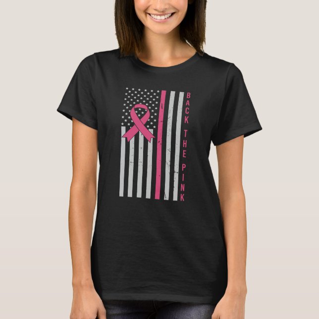 Brustkrebs-Bewusstsein zurück The Pink USA Patriot T-Shirt (Vorderseite)