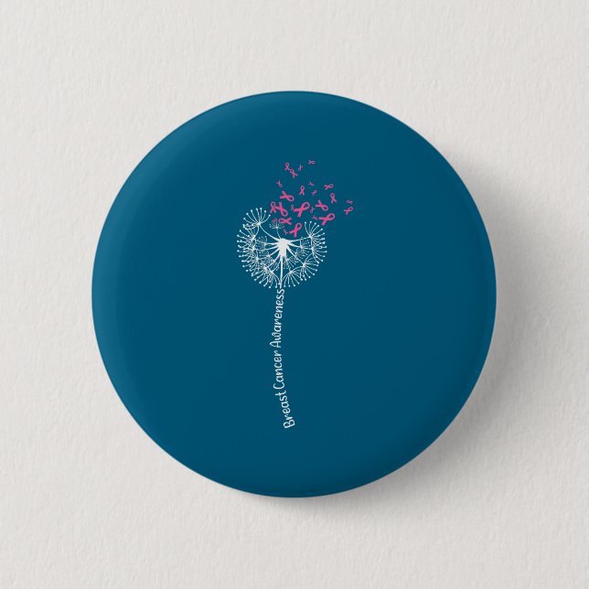 Brustkrebs-Bewusstseins-Blume Rosa Überlebender En Button (Vorderseite)