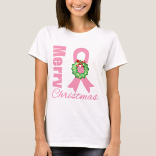 Brustkrebs-Bewusstseins-frohe Weihnacht-Band T-Shirt