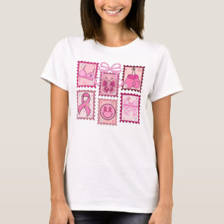 Brustkrebs-Bewusstseins-Postwertzeichen-Band-Kunst T-Shirt