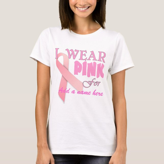 Brustkrebs-Bewusstseins-Rosa-Band-Schablone T T-Shirt (Vorderseite)