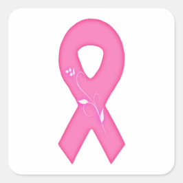 Brustkrebs-Bewusstseinsband mit Blume Quadratischer Aufkleber