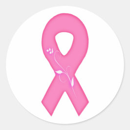 Brustkrebs-Bewusstseinsband mit Blume Runder Aufkleber