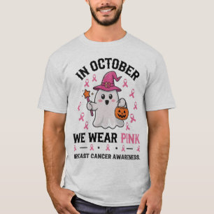 Brustkrebs-Bewusstseinsbildung Halloween-Geisterde T-Shirt