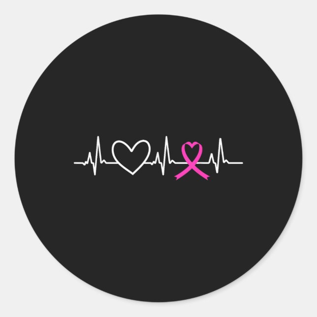 Brustkrebs-Bewusstseinsmonat rosa Ribbon Heartbea Runder Aufkleber (Vorderseite)