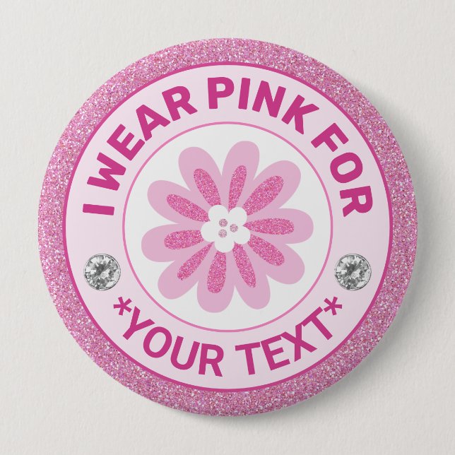 Brustkrebs-Bewusstseinsschleife Ich trage Rosa für Button (Vorderseite)
