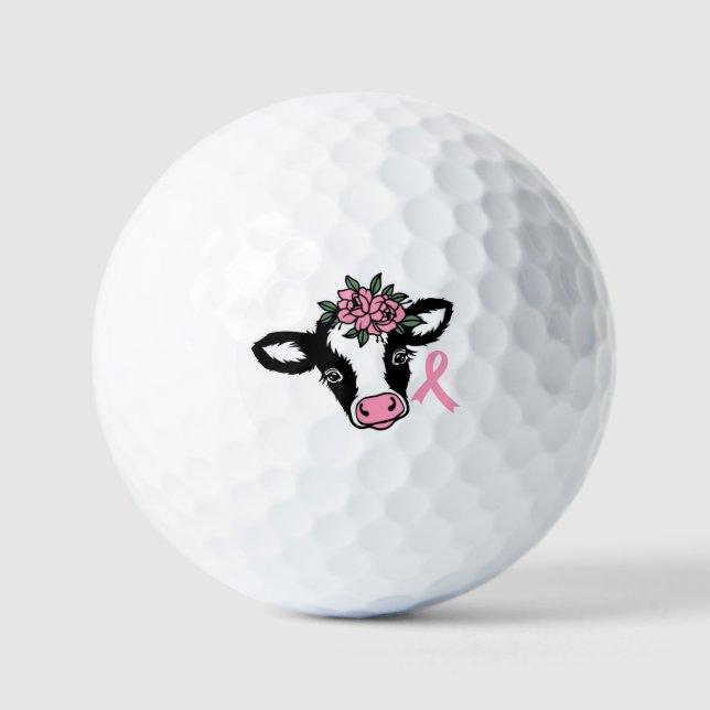 Brustkrebs Blumenrosa Heifer Kuh Golf Ball (Vorderseite)