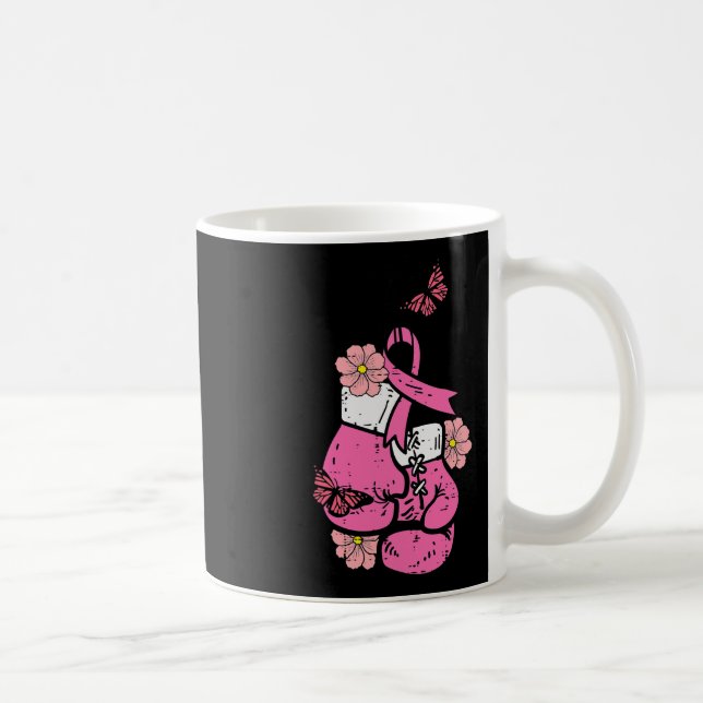 Brustkrebs Boxing Handschuh Rosa Band Bewusstsein  Kaffeetasse (Rechts)