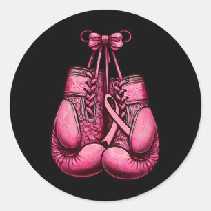 Brustkrebs Boxing Handschuh Rosa Band Bewusstsein Runder Aufkleber