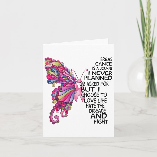 Brustkrebs Butterfly starke Frau rosa Unterstützun Karte (Vorderseite)