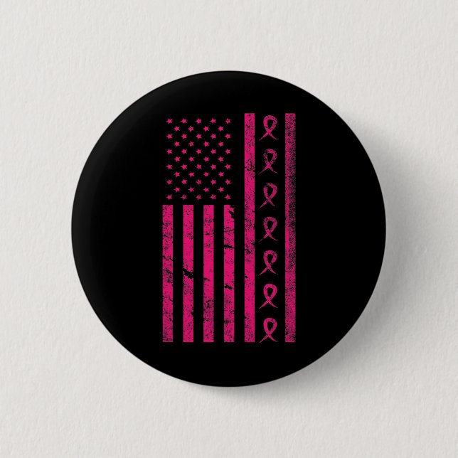 Brustkrebs-Flag-Krebs-Bewusstsein Monat Krebs S Button (Vorderseite)