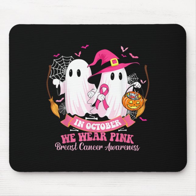 Brustkrebs Frauen Halloween im Oktober tragen wir  Mousepad (Vorne)