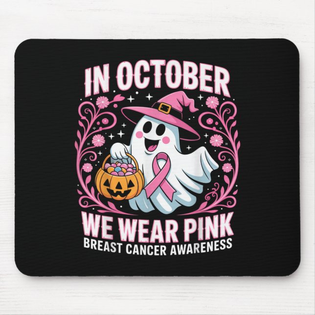 Brustkrebs Frauen Halloween im Oktober tragen wir  Mousepad (Vorne)