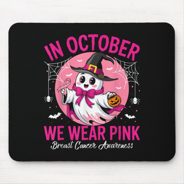 Brustkrebs Frauen Halloween im Oktober tragen wir  Mousepad (Vorne)