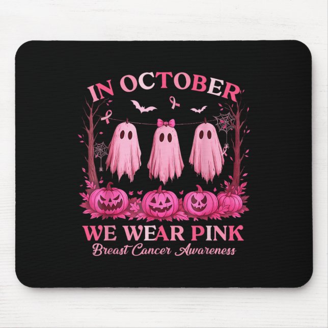 Brustkrebs Frauen Halloween im Oktober tragen wir  Mousepad (Vorne)