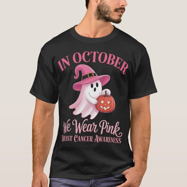 Brustkrebs Frauen Halloween im Oktober tragen wir  T-Shirt (Vorderseite)