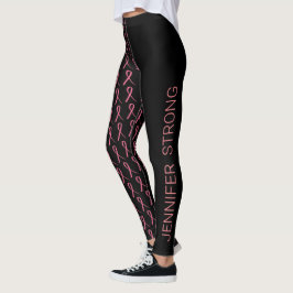 Brustkrebs - Führen Sie Ihren Namen Strong Pink Ri Leggings