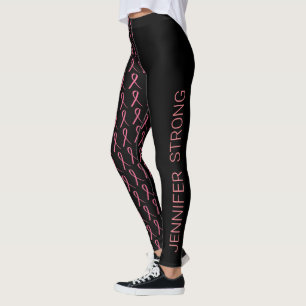 Brustkrebs - Führen Sie Ihren Namen Strong Pink Ri Leggings