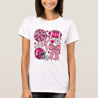 Brustkrebs-Fußball-Rosa-Ausrüstung Pom Pom Helm Ri T-Shirt