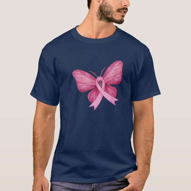 Brustkrebs Gewohnheitsbewusstsein Pink Ribbon Butt T-Shirt (Vorderseite)