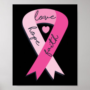 Brustkrebs Glaube Hoffnung Liebe Rosa Band Erholun Poster