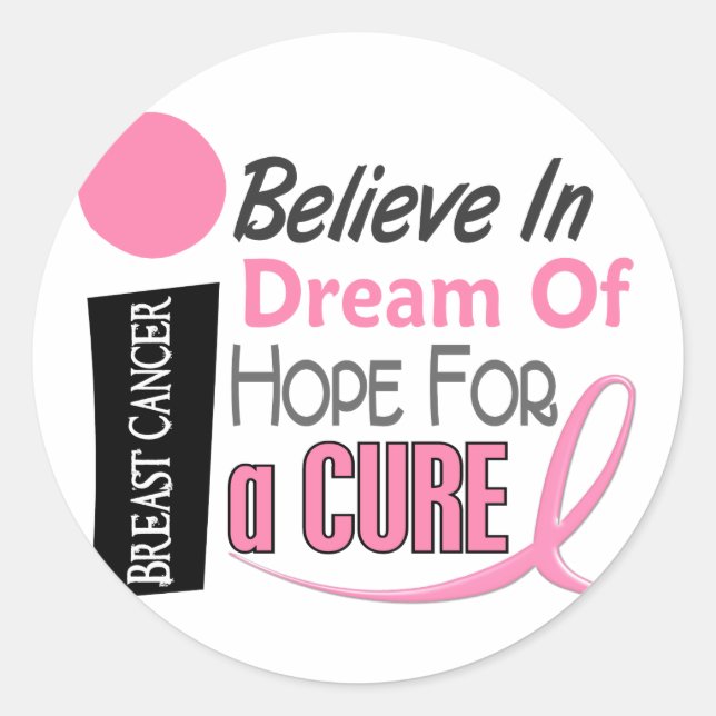 Brustkrebs GLAUBEN DREAM HOPE Runder Aufkleber (Vorderseite)
