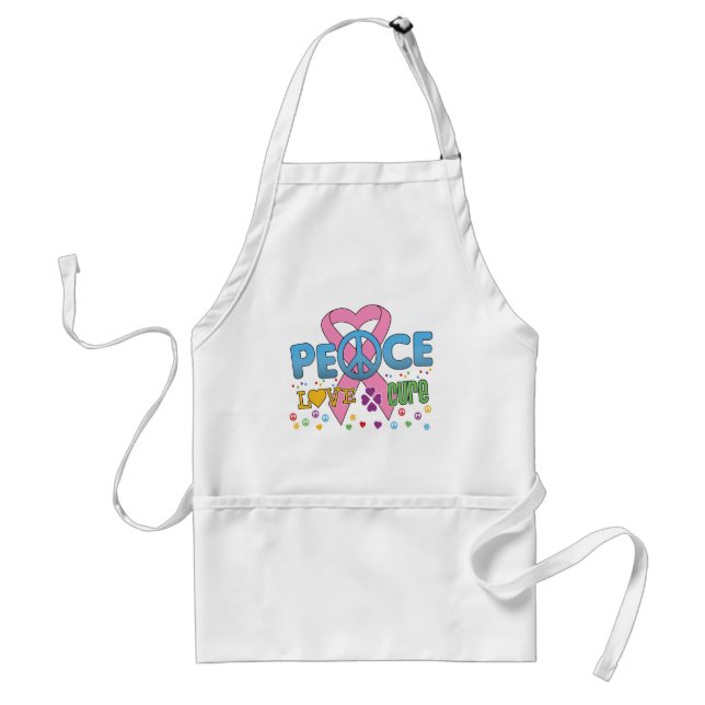 Brustkrebs Groovy Peace Liebe Cure Schürze (Vorne)