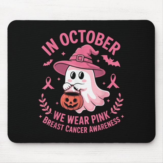 Brustkrebs Halloween Geist im Oktober tragen wir P Mousepad (Vorne)