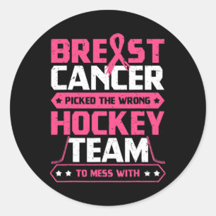 Brustkrebs Hockey Team Pink Awareness Ribbon Pa Runder Aufkleber