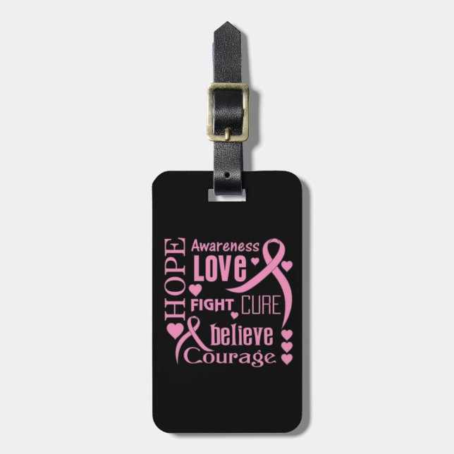 Brustkrebs-Hoffnung fasst Collage ab Gepäckanhänger (Vorderseite vertikal)