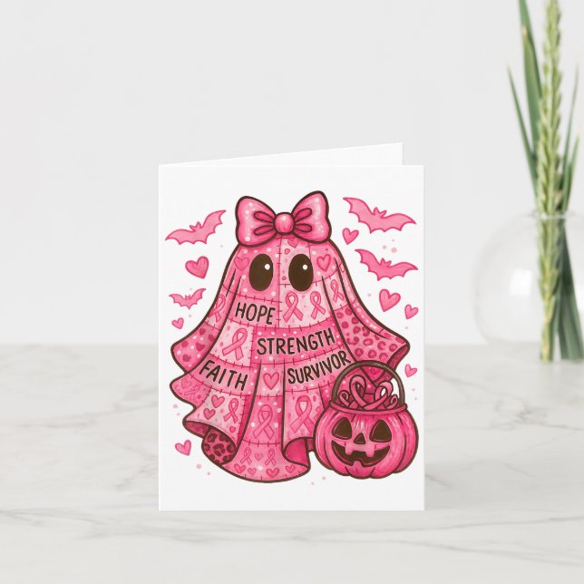 Brustkrebs Hoffnung Kraft Glaubensstifter Geist W Karte (Vorderseite)