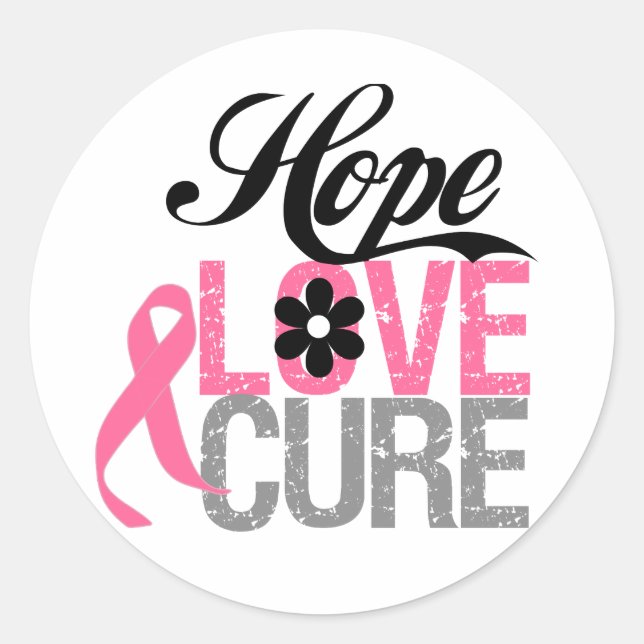 Brustkrebs HOPE LIEBE CURE Geschenke Runder Aufkleber (Vorderseite)