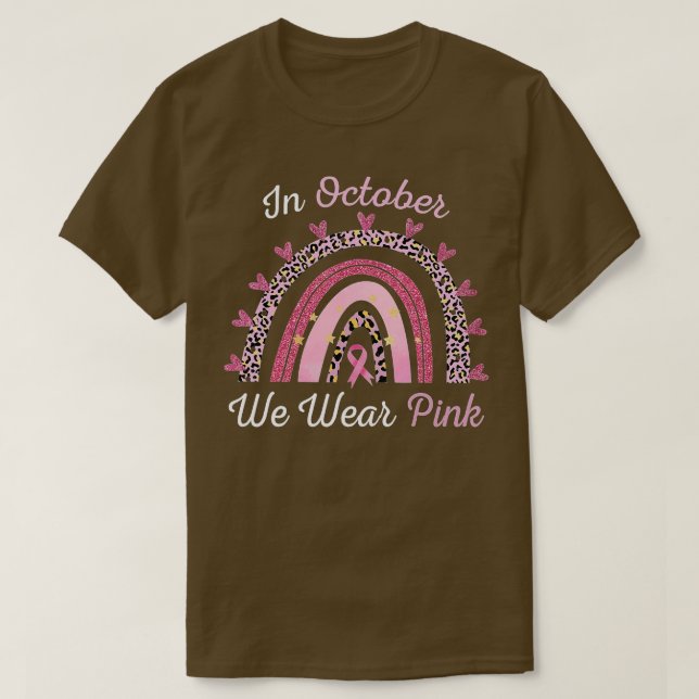 Brustkrebs im Oktober tragen wir rosa Leopardenreg T-Shirt (Design vorne)