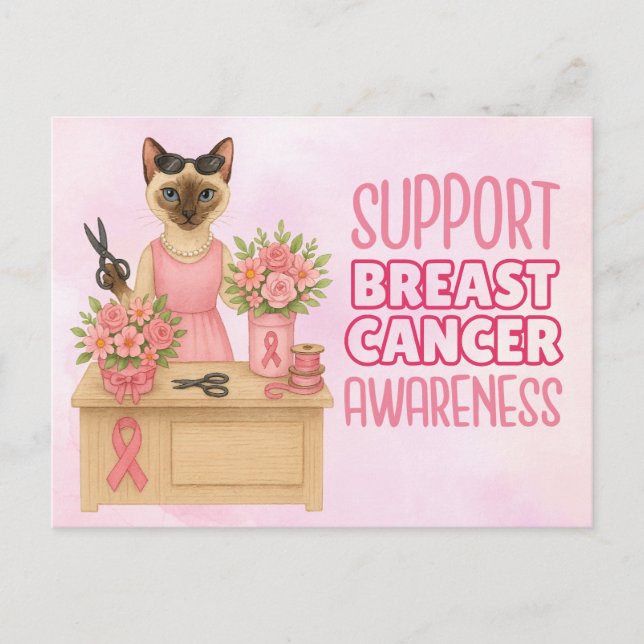 Brustkrebs im Oktober tragen wir rosa Postkarte (Vorderseite)