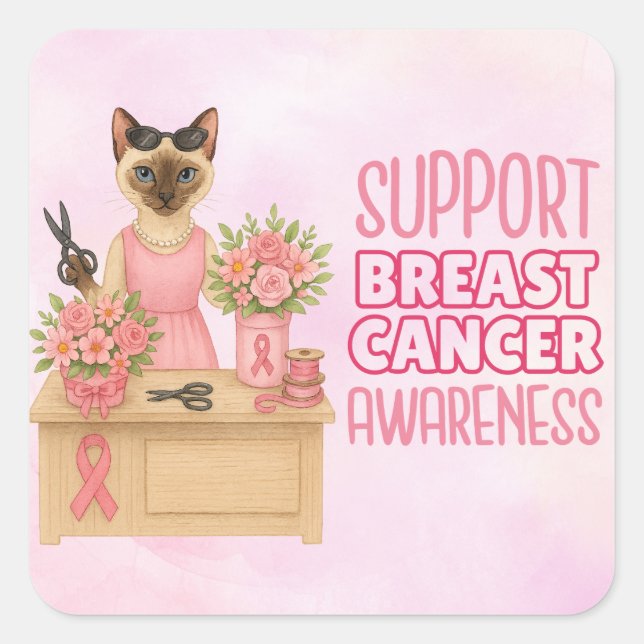 Brustkrebs im Oktober tragen wir rosa Quadratischer Aufkleber (Vorderseite)