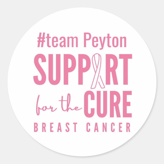 Brustkrebs-individuelle Name-Aufkleber Runder Aufkleber (Vorderseite)