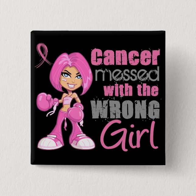 Brustkrebs-Kampf-Mädchen 1 Button (Vorderseite)