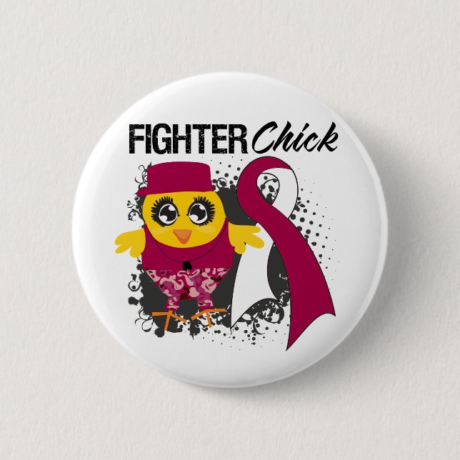 Brustkrebs Kämpfer Kick Grunge Button (Vorderseite)