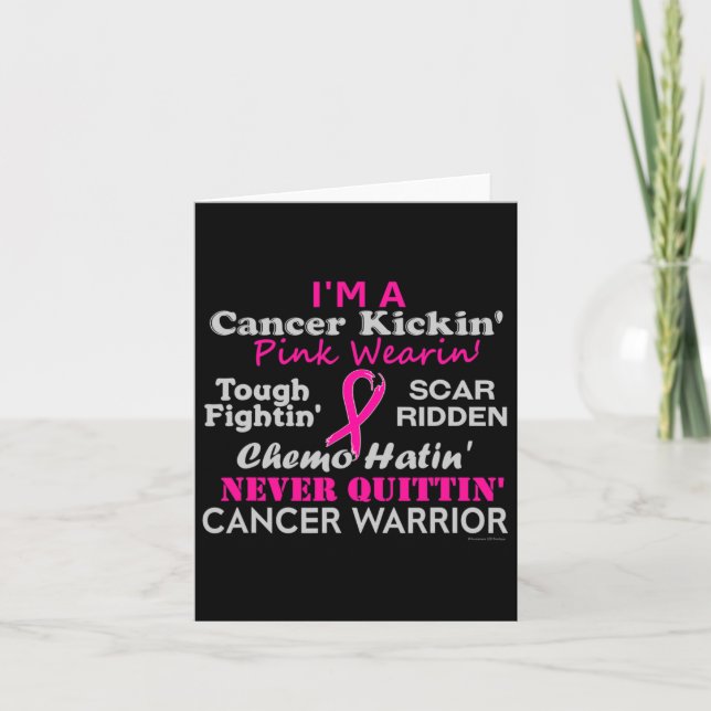 Brustkrebs Kickin' Chemo Hatin' Krieger Karte (Vorderseite)