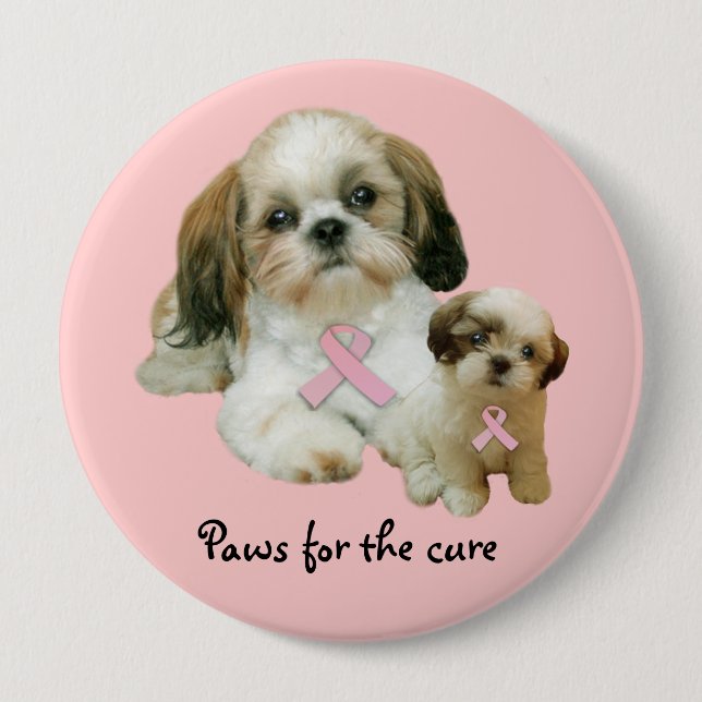 Brustkrebs-Knopf Shih Tzu Button (Vorderseite)